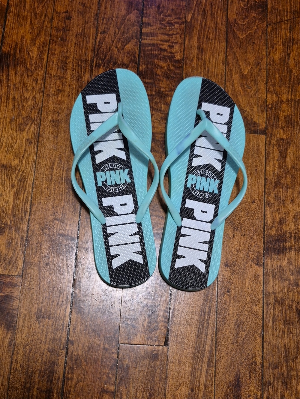 Mint Green Womens PINK Flip Flops Size 9-10